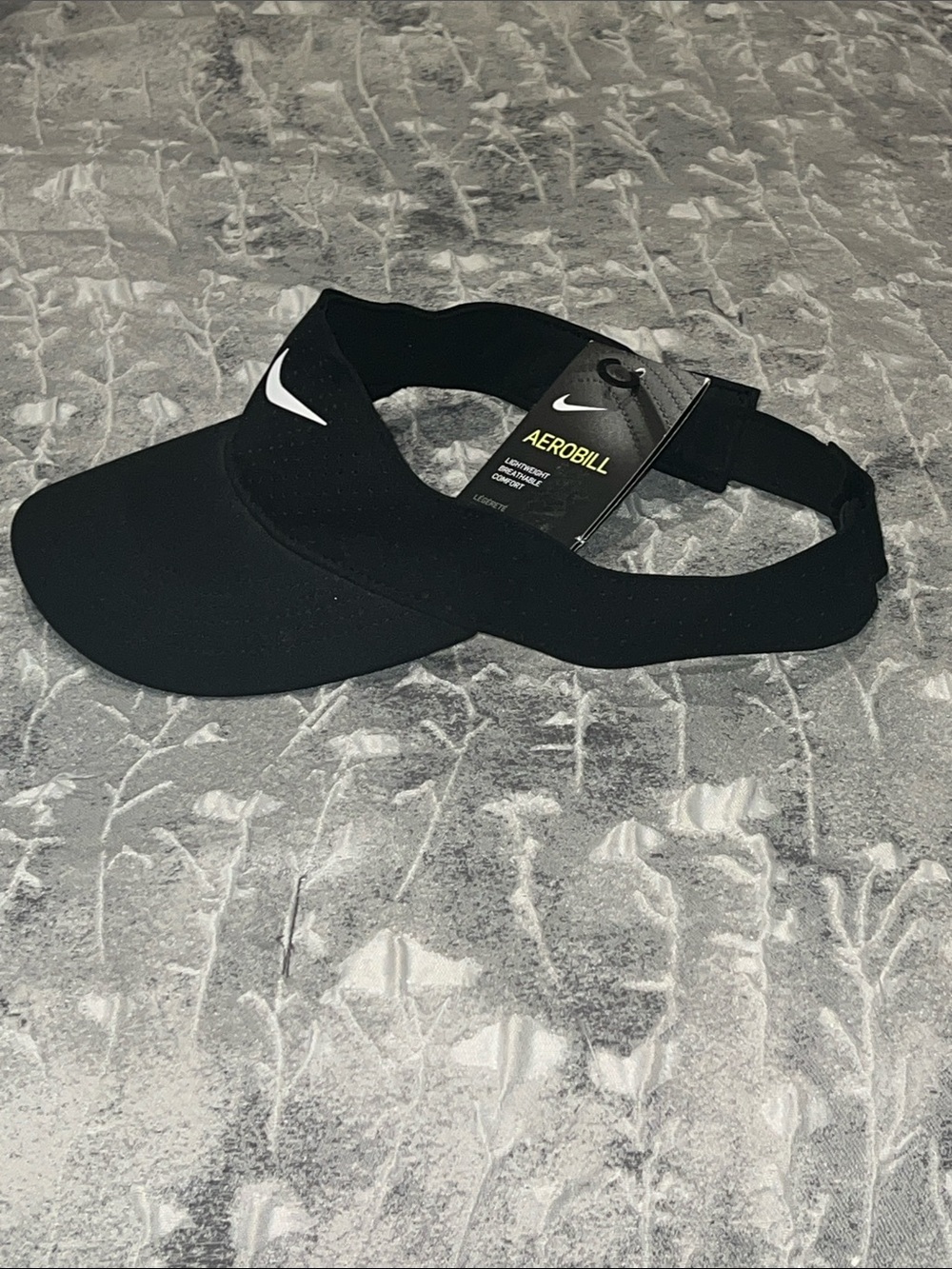 Nike Black Unisex Aerobill Visor with White Swoosh, NEW - Picture 2 of 10